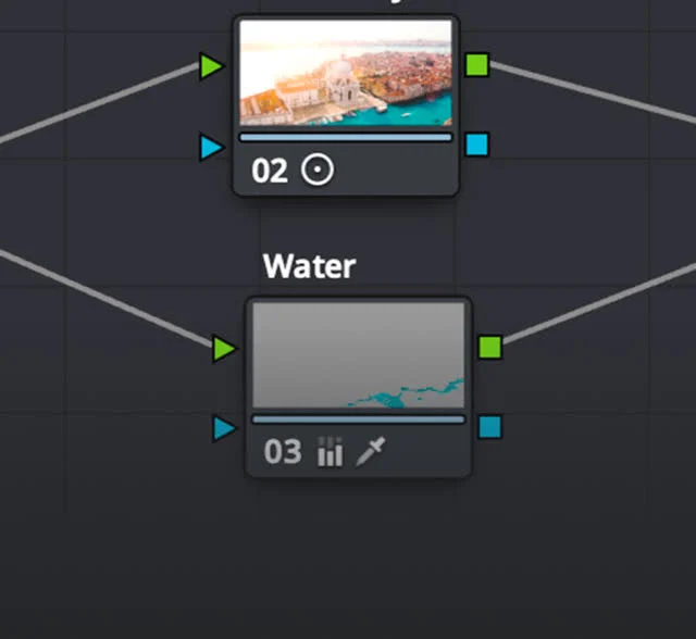 DaVinci Resolve color nodes connected in a graph